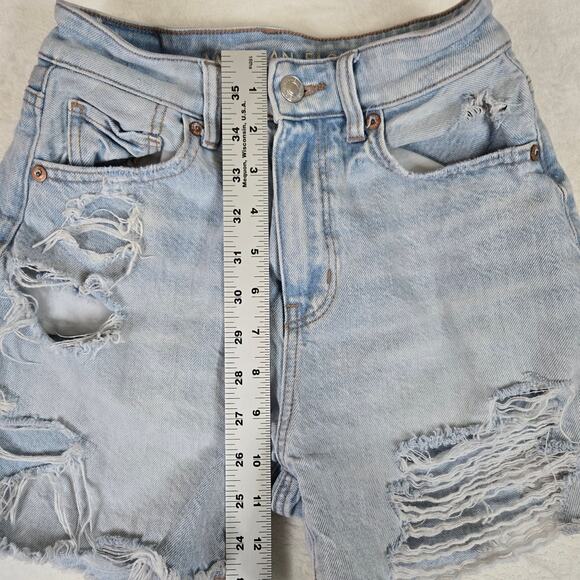 American Eagle 2 Piece Jeans Mom Shorts size 000 Distressed Womens 0690 - Picture 9 of 16